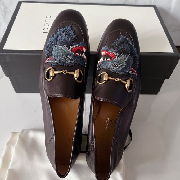 Gucci Brixton Horsebit Mens Loafers Wolf Brown Leather UK 7 US 8 *Authentic - Picture 8 of 13